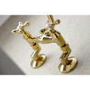 Kingston Brass Kingston Double-Handle Wall-Mount Bridge Kitchen Faucet, Polished Brass (KS213PB)