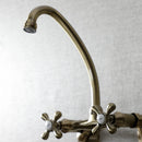 Kingston Brass Kingston Double-Handle Wall-Mount Bridge Kitchen Faucet, Antique Brass (KS214AB)