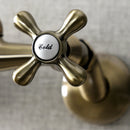 Kingston Brass Kingston Double-Handle Wall-Mount Bridge Kitchen Faucet, Antique Brass (KS214AB)