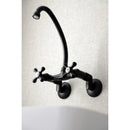 Kingston Brass Kingston Double-Handle Wall-Mount Bridge Kitchen Faucet, Matte Black (KS214MB)
