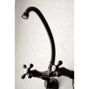 Kingston Brass Kingston Double-Handle Wall-Mount Bridge Kitchen Faucet, Oil Rubbed Bronze (KS214ORB)