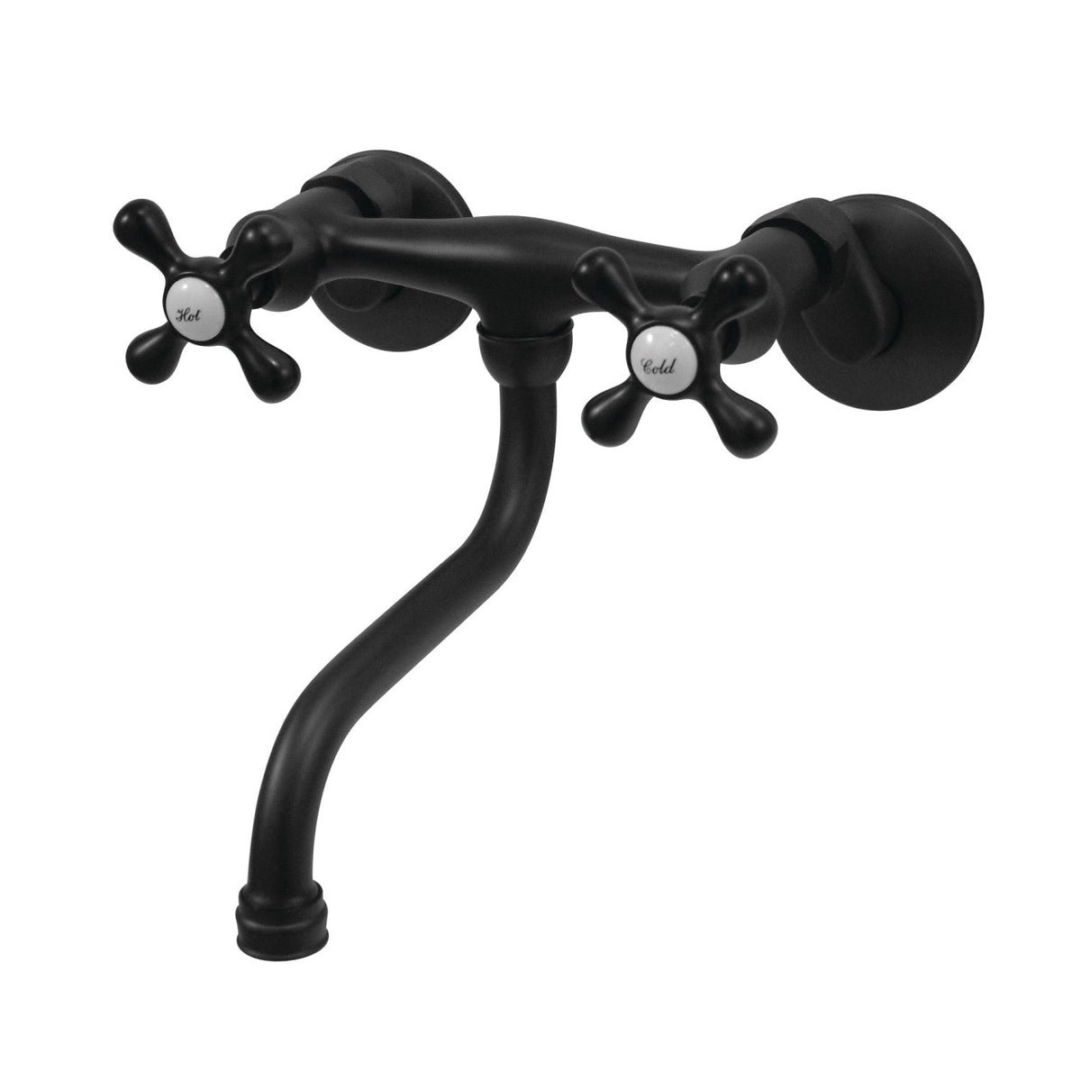 Kingston Adjustable Center Wall Mount Bathroom Faucet in Matte Black