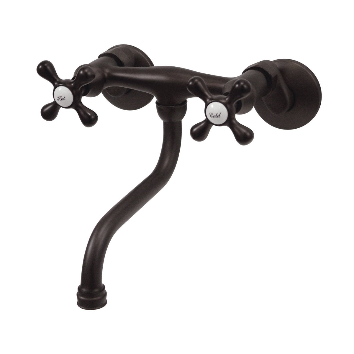 Kingston Adjustable Center Wall Mount Bathroom Faucet in Oil Rubbed Bronze
