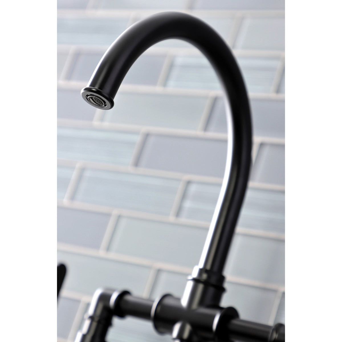 Hamilton Industrial Style Bridge Kitchen Faucet with Brass Side Sprayer in Matte Black