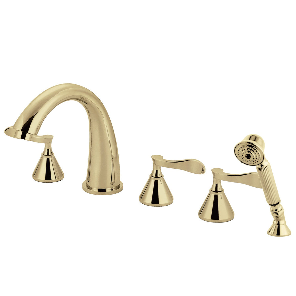 Century 5-Piece Roman Tub Faucet with Hand Shower in Polished Brass