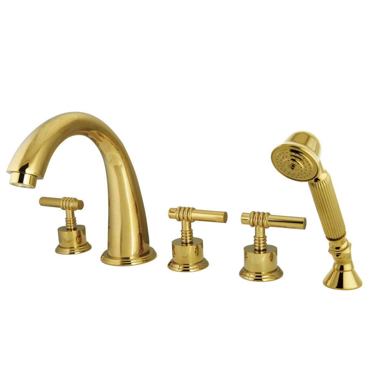 Manhattan 5-Piece Roman Tub Faucet with Hand Shower in Polished Brass