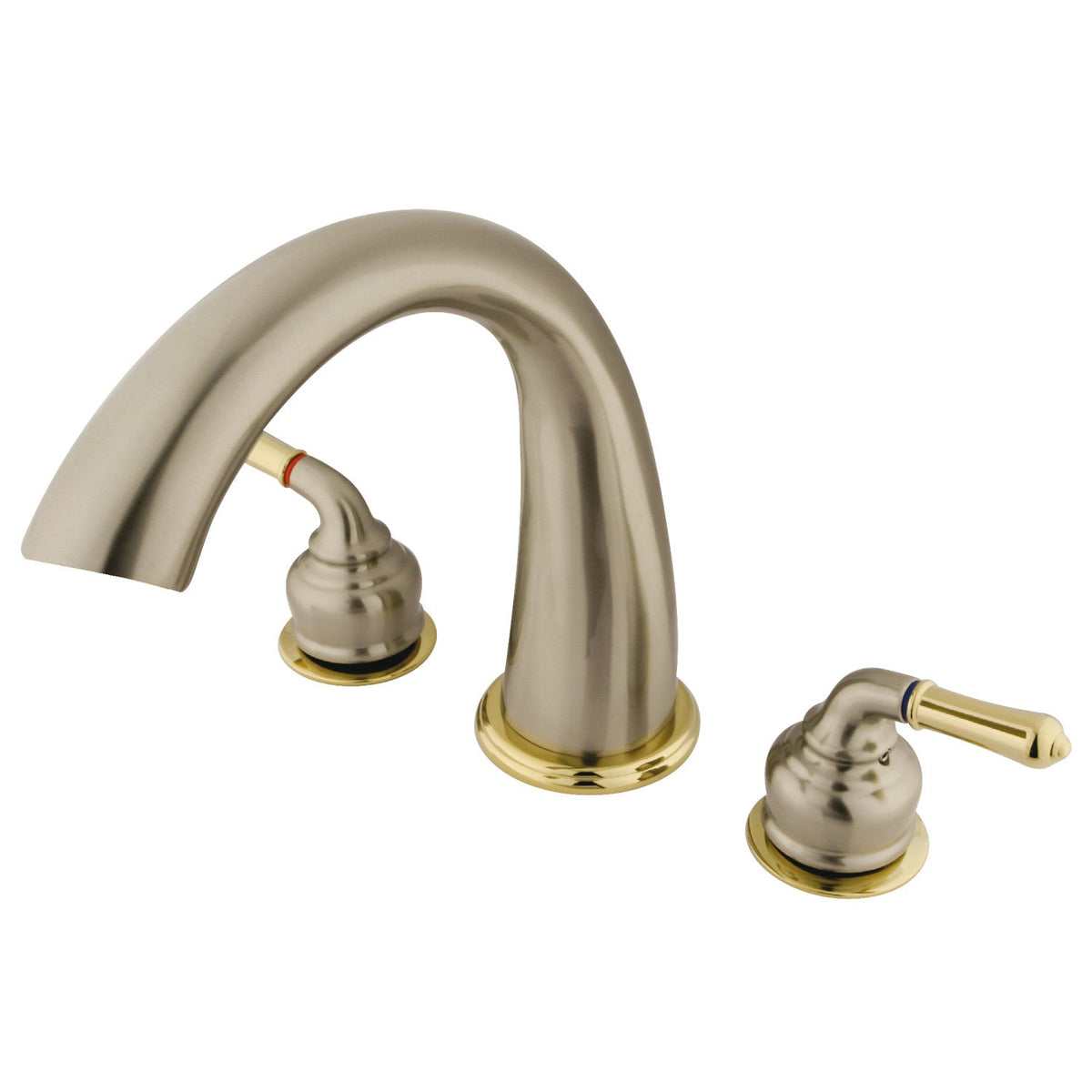 Milano Two-Handle Deck Mount Roman Tub Faucet in Brushed Nickel/Polished Brass