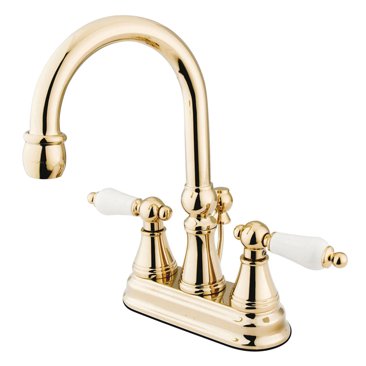 Governor Double-Handle 4" Centerset Bathroom Faucet with Brass Pop-Up in Polished Brass