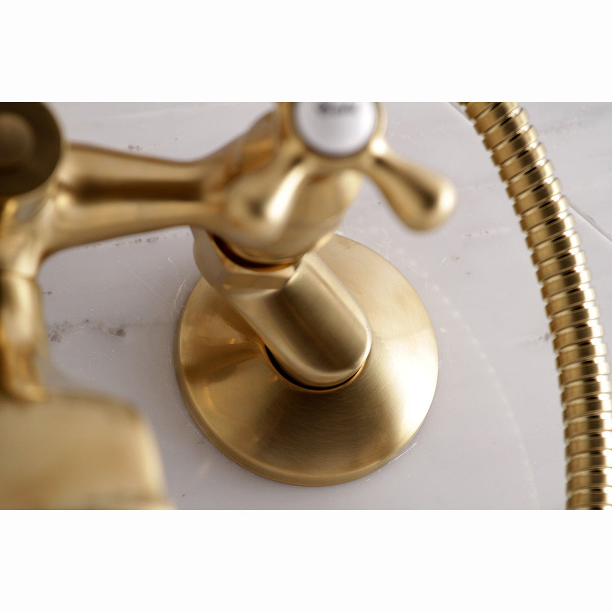 Kingston Tub Wall Mount Clawfoot Tub Faucet with Hand Shower in Brushed Brass