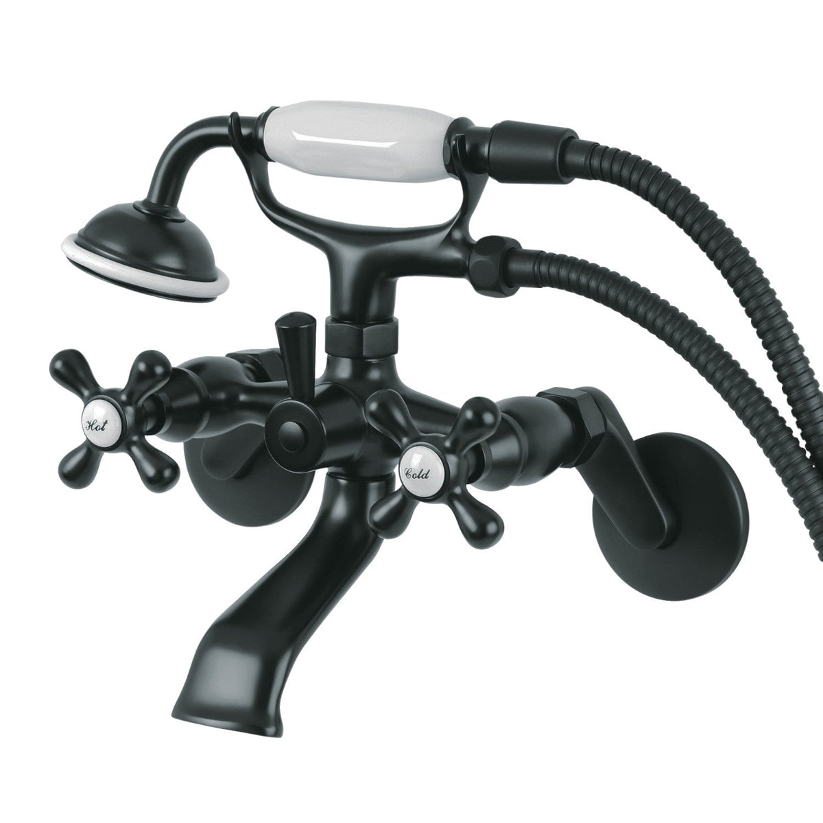 Kingston Wall Mount Clawfoot Tub Faucet with Hand Shower in Matte Black