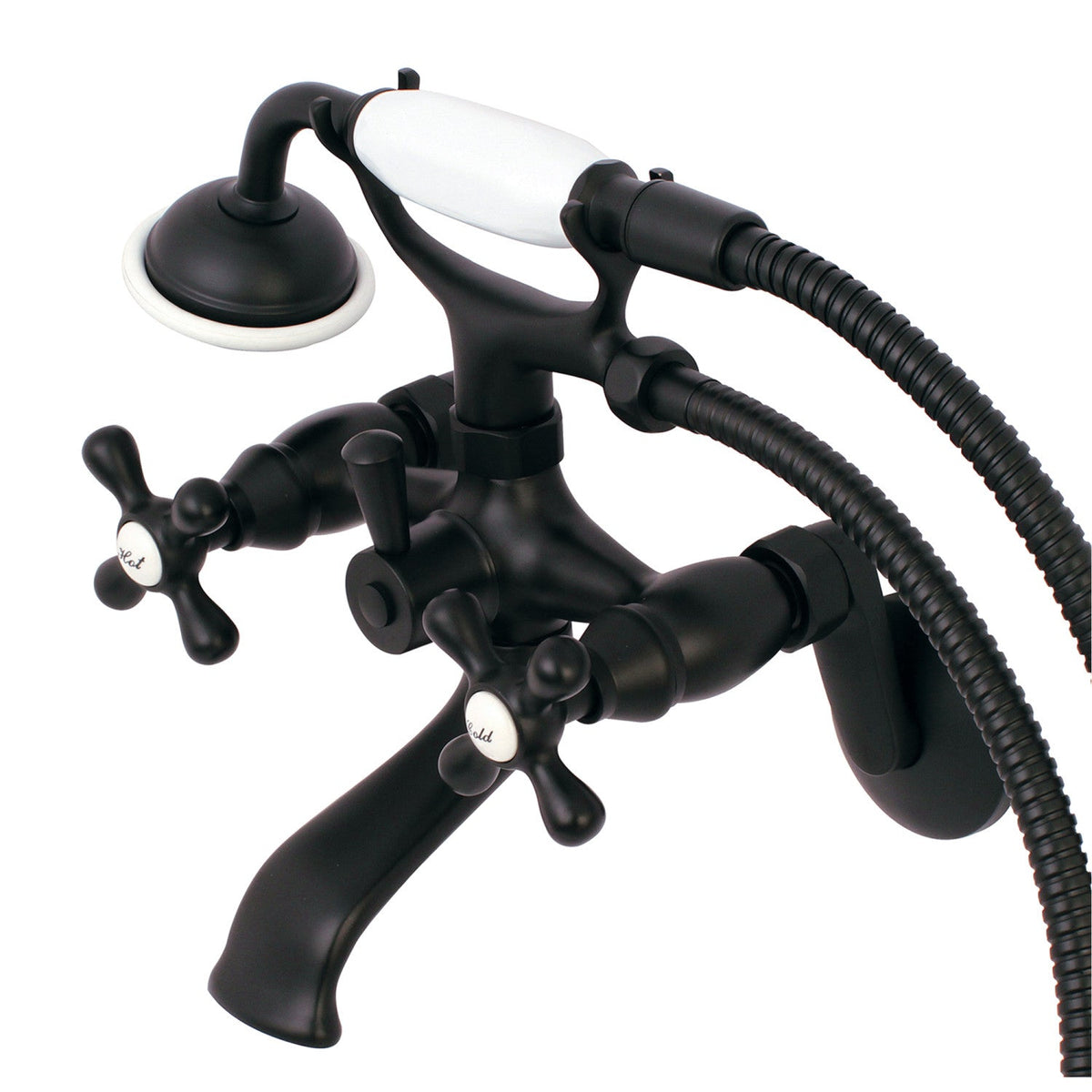 Kingston Wall Mount Clawfoot Tub Faucet with Hand Shower in Oil Rubbed Bronze