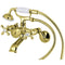 Kingston Brass Kingston Wall Mount Clawfoot Tub Faucet with Hand Shower, Polished Brass (KS266PB)