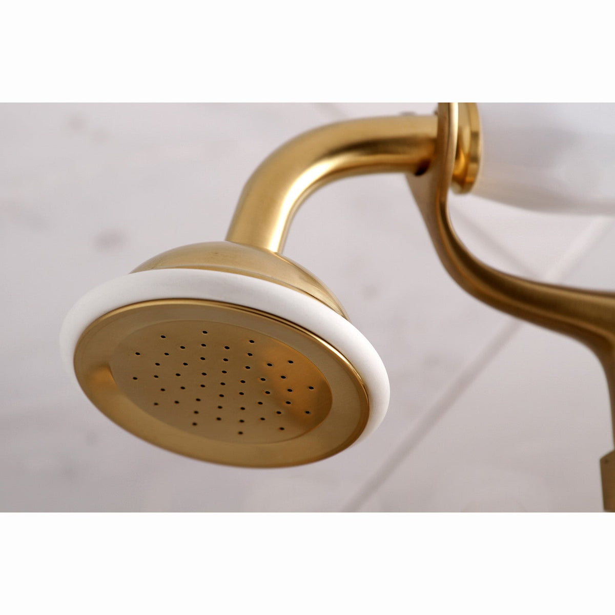 Kingston Wall Mount Clawfoot Tub Faucet with Hand Shower in Brushed Brass