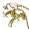 Kingston Brass Kingston Wall Mount Clawfoot Tub Faucet with Hand Shower, Brushed Brass (KS266SB)