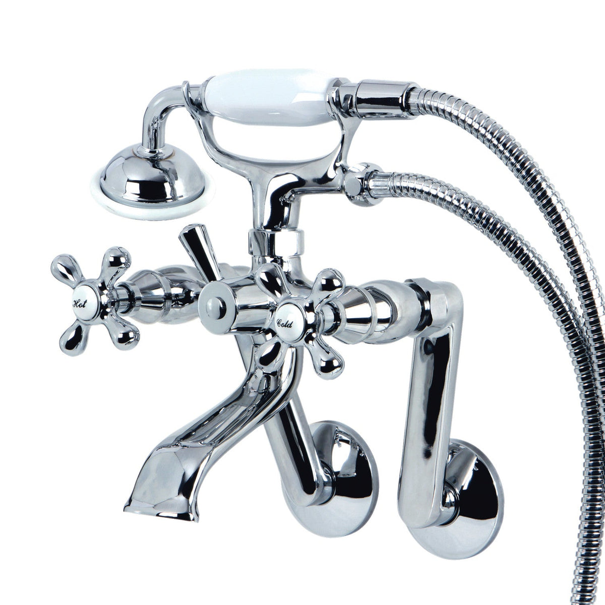 Kingston Tub Wall Mount Clawfoot Tub Faucet with Hand Shower in Polished Chrome