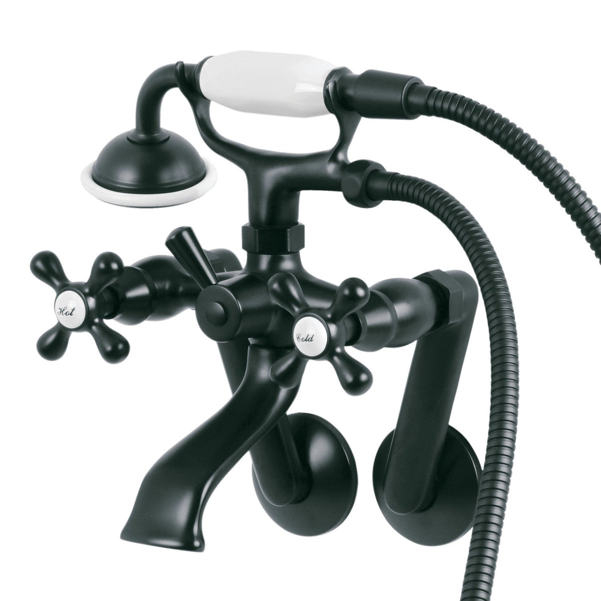 Kingston Tub Wall Mount Clawfoot Tub Faucet with Hand Shower in Matte Black