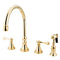 Kingston Brass Governor Double-Handle Widespread Kitchen Faucet with Brass Sprayer, Polished Brass (KS2792BLBS)