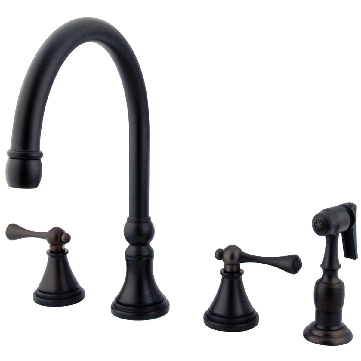 Governor Double-Handle Widespread Kitchen Faucet with Brass Sprayer in Oil Rubbed Bronze