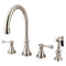 Kingston Brass Governor Double-Handle Widespread Kitchen Faucet with Brass Sprayer, Brushed Nickel (KS2798BLBS)