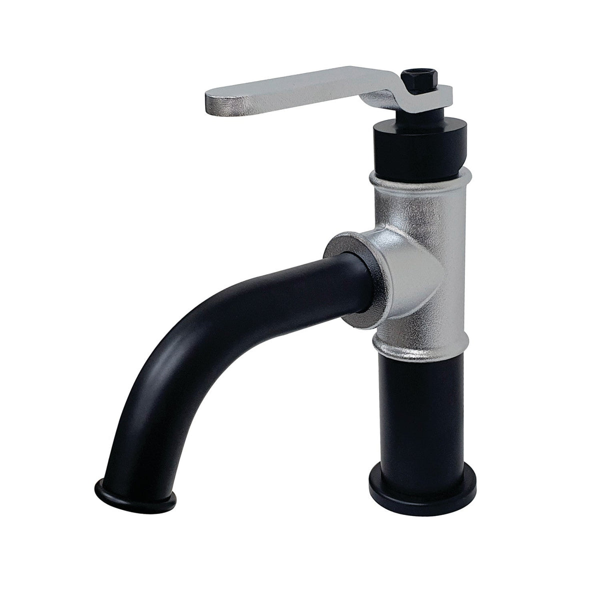Whitaker One-Handle Single-Hole Bathroom Faucet with Push Pop-Up Drain in Matte Black/Polished Chrome
