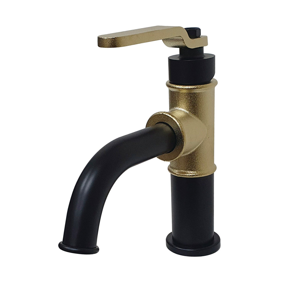 Whitaker One-Handle Single-Hole Bathroom Faucet with Push Pop-Up Drain in Matte Black/Polished Brass