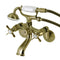 Kingston Brass Essex Wall Mount Clawfoot Tub Faucet with Hand Shower, Antique Brass (KS286AB)