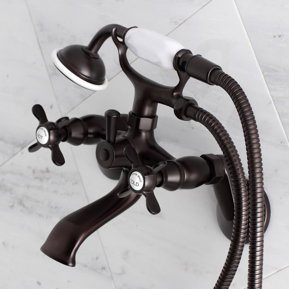 Essex Wall Mount Clawfoot Tub Faucet with Hand Shower in Oil Rubbed Bronze
