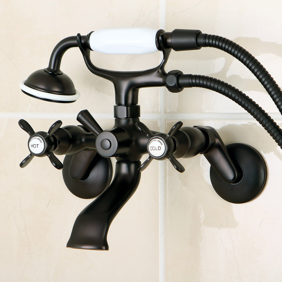 Essex Wall Mount Clawfoot Tub Faucet with Hand Shower in Oil Rubbed Bronze