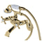 Kingston Brass Essex Wall Mount Clawfoot Tub Faucet with Hand Shower, Polished Brass (KS286PB)