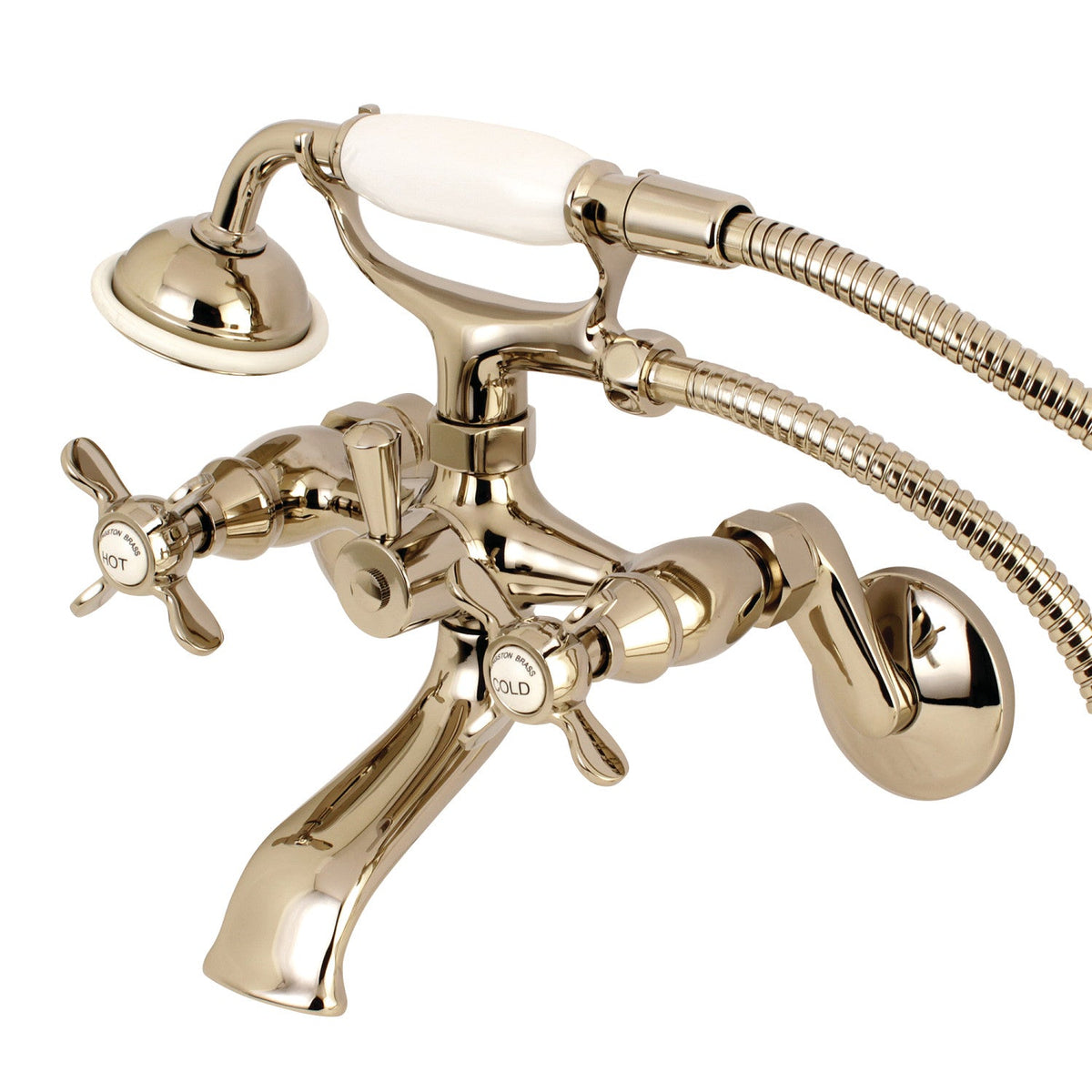 Essex Wall Mount Clawfoot Tub Faucet with Hand Shower in Polished Nickel