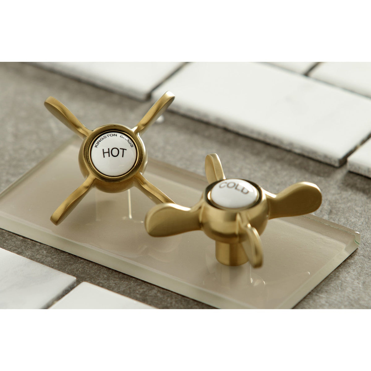 Essex Wall Mount Clawfoot Tub Faucet with Hand Shower in Brushed Brass