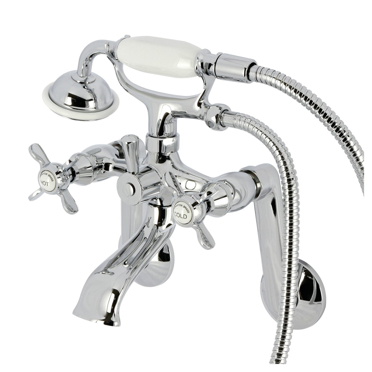 Kingston Tub Wall Mount Clawfoot Tub Faucet with Hand Shower in Polished Chrome