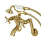 Kingston Brass Kingston Tub Wall Mount Clawfoot Tub Faucet with Hand Shower, Brushed Brass (KS289SB)