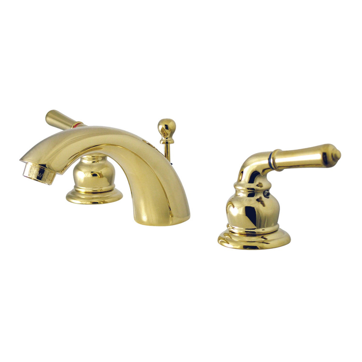 Naples Mini-Widespread Bathroom Faucet with Brass Pop-Up Drain in Polished Brass