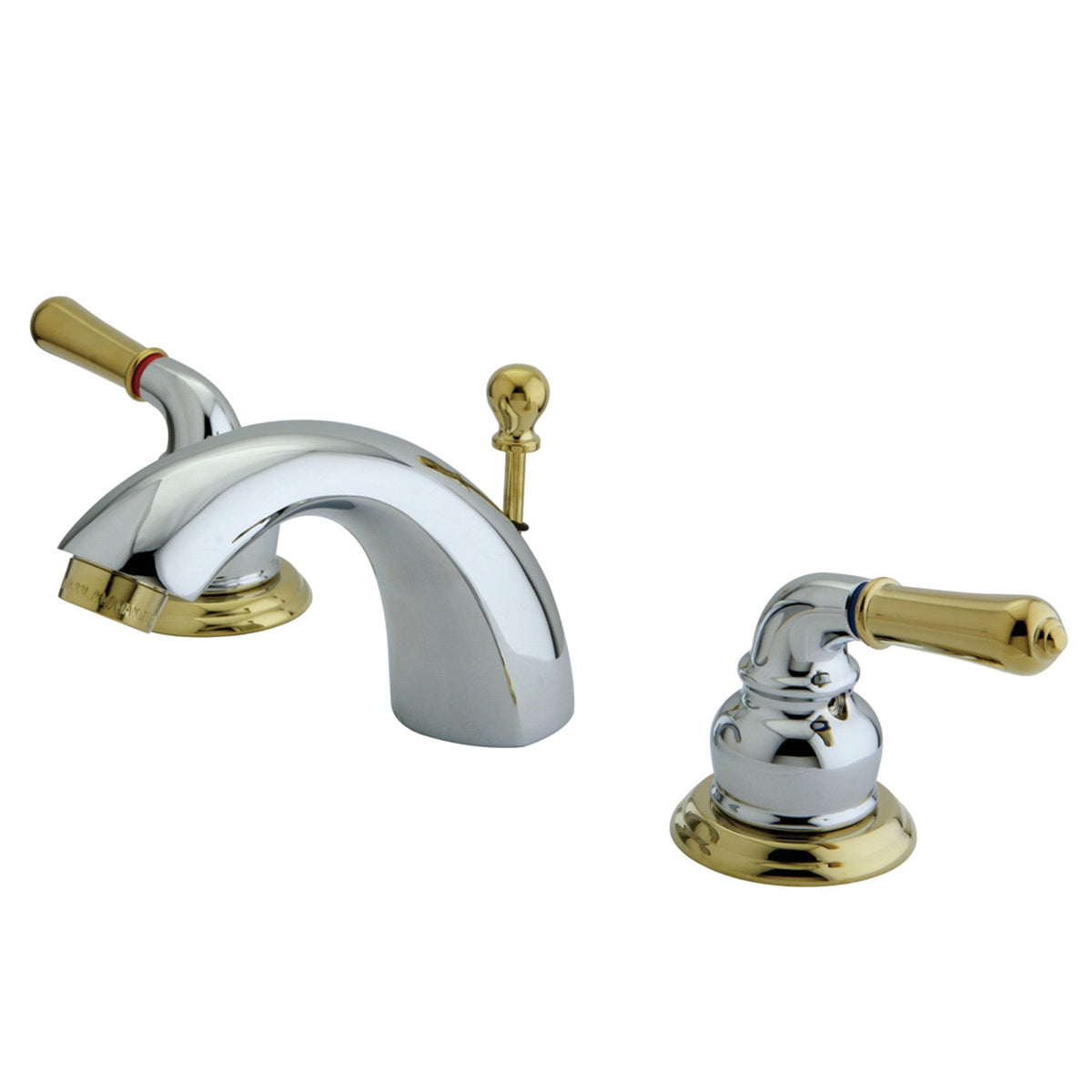 Naples Mini-Widespread Bathroom Faucet with Brass Pop-Up Drain in Polished Chrome/Polished Brass