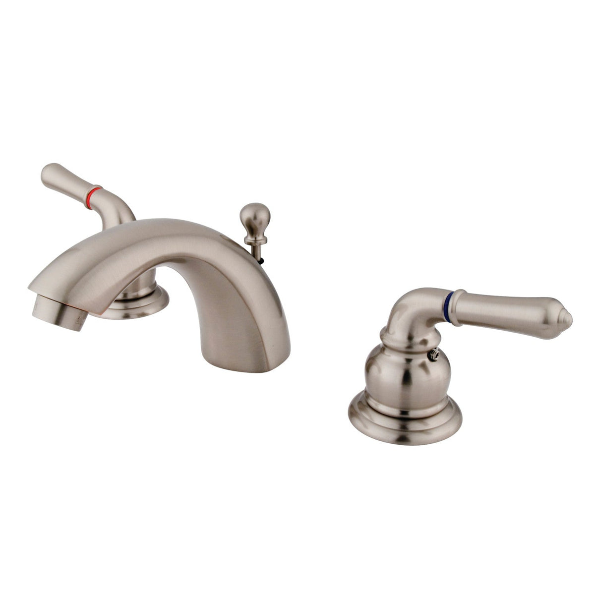Naples Mini-Widespread Bathroom Faucet with Brass Pop-Up Drain in Brushed Nickel