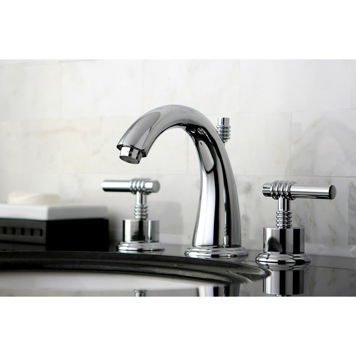 Milano Widespread Bathroom Faucet with Brass Pop-Up in Polished Chrome