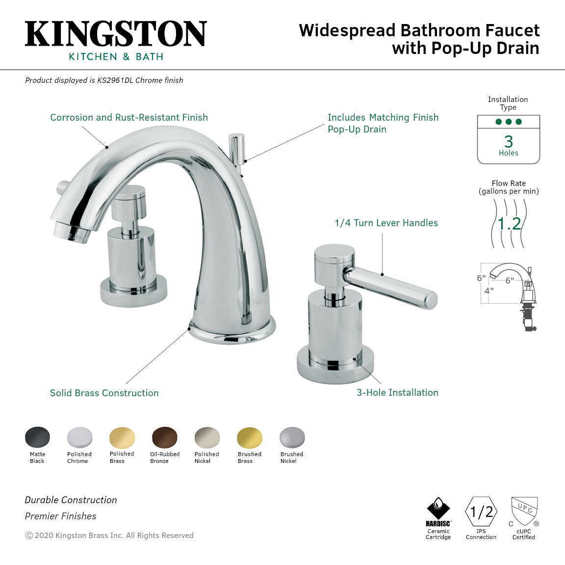 Concord Widespread Bathroom Faucet with Brass Pop-Up in Oil Rubbed Bronze