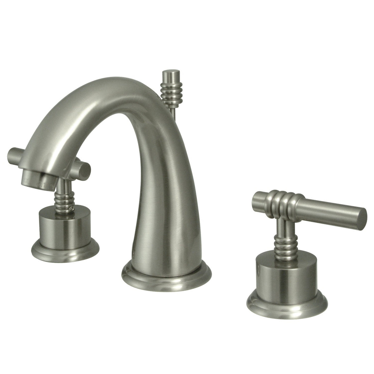 Milano Widespread Bathroom Faucet with Brass Pop-Up in Brushed Nickel