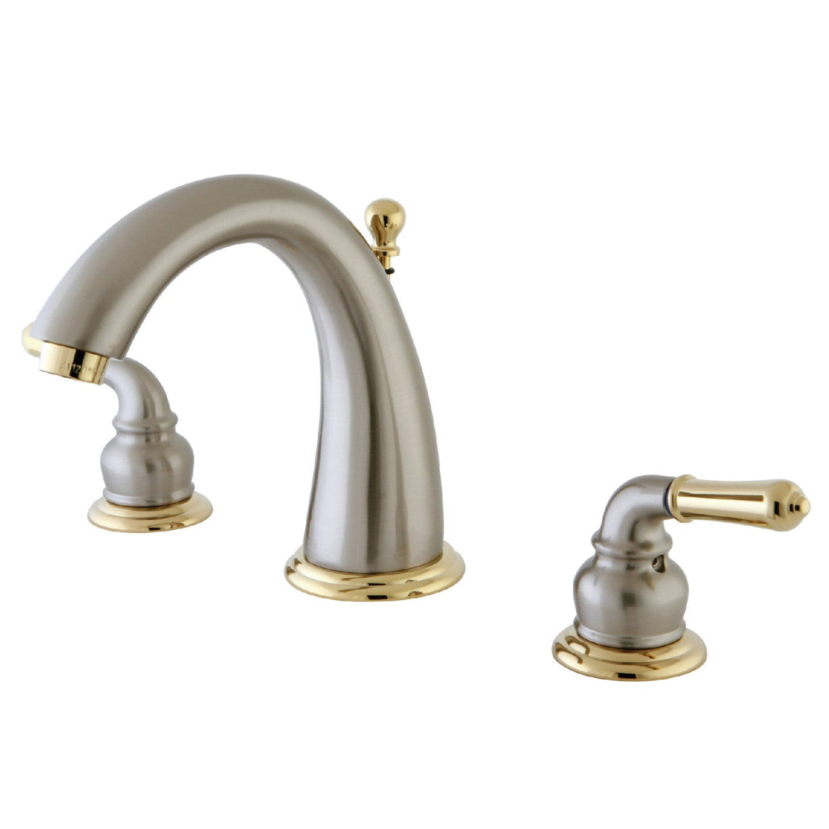 Naples Widespread Bathroom Faucet with Brass Pop-Up in Brushed Nickel/Polished Brass