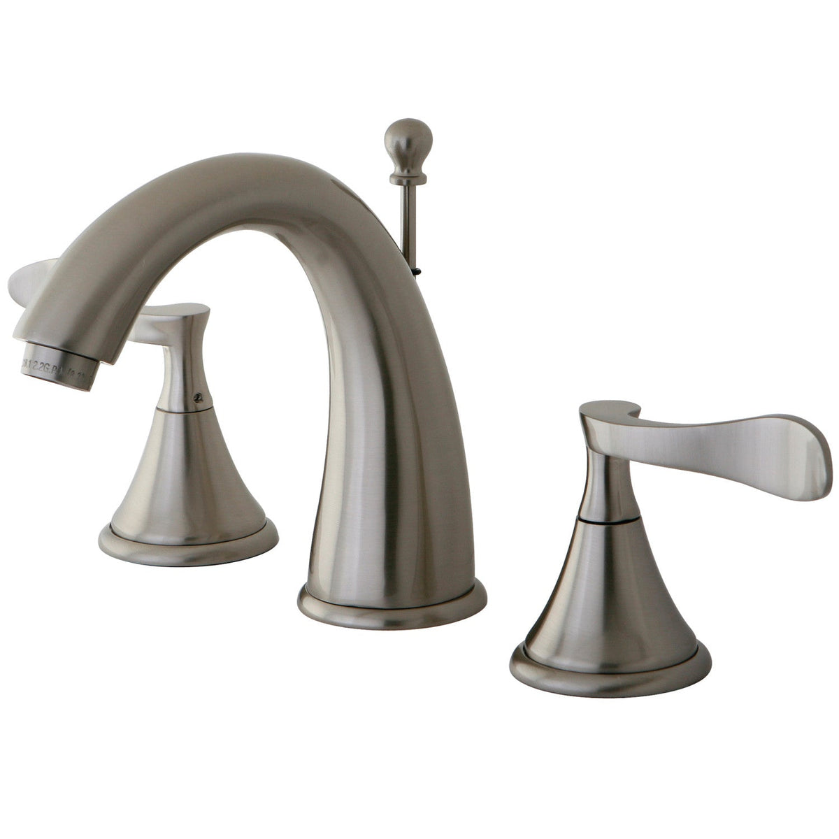 Century Widespread Bathroom Faucet with Brass Pop-Up in Brushed Nickel