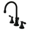 Kingston Brass Heirloom Widespread Bathroom Faucet with Brass Pop-Up, Matte Black (KS2980BAL)
