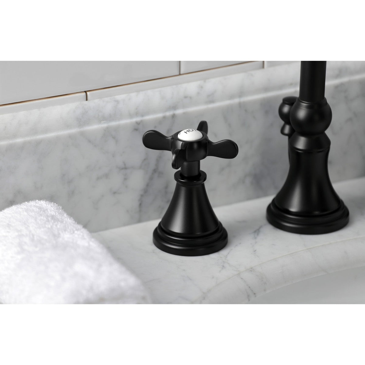 Essex Widespread Bathroom Faucet with Brass Pop-Up in Matte Black