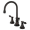 Kingston Brass Heirloom Widespread Bathroom Faucet with Brass Pop-Up, Oil Rubbed Bronze (KS2985BAL)