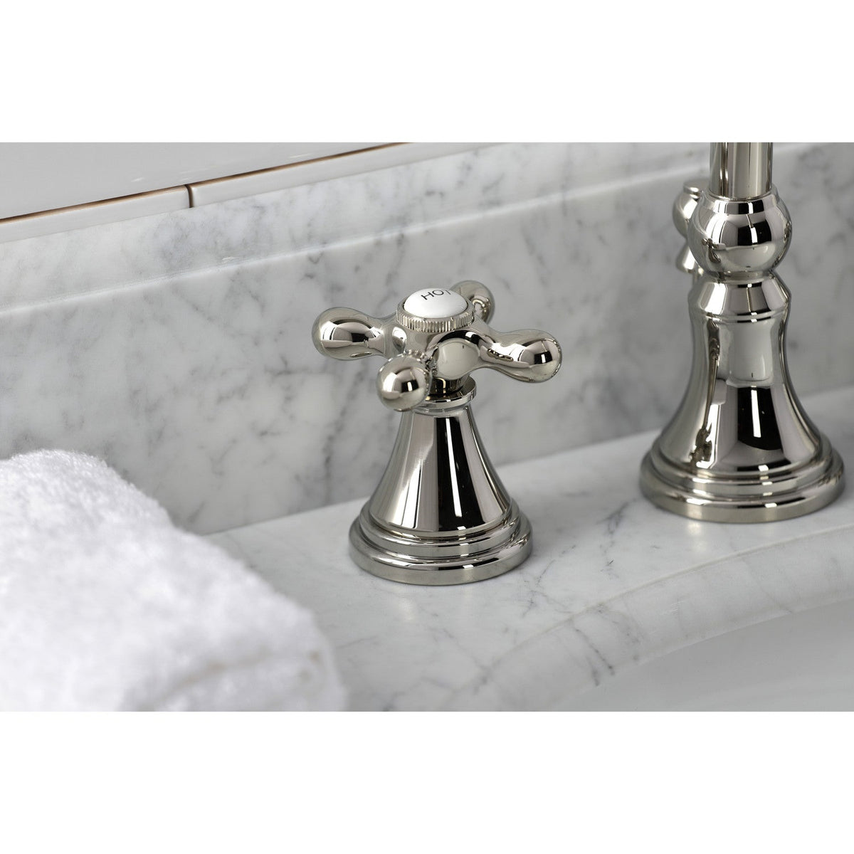 Governor Widespread Bathroom Faucet with Brass Pop-Up in Polished Nickel