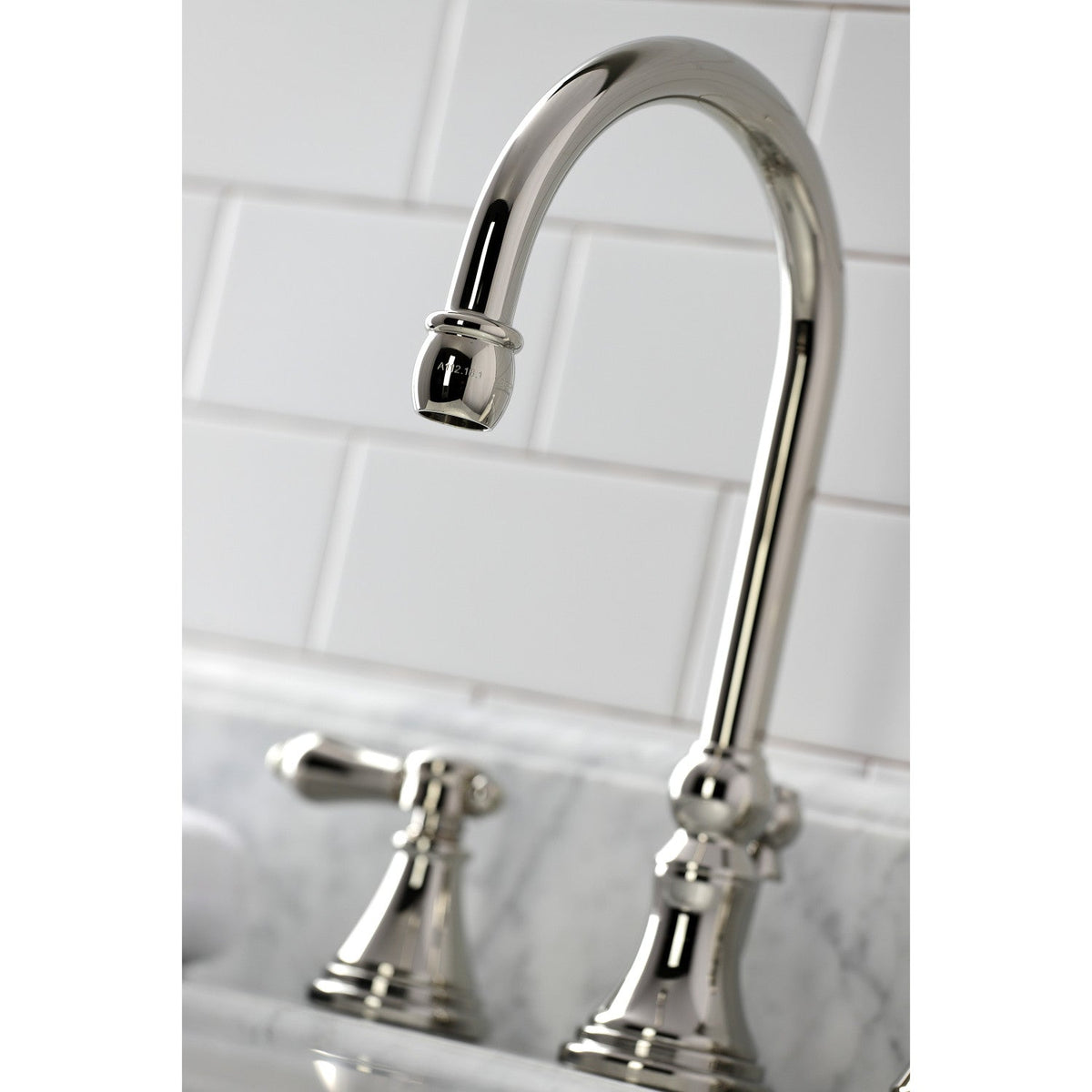 Heirloom Widespread Bathroom Faucet with Brass Pop-Up in Polished Nickel