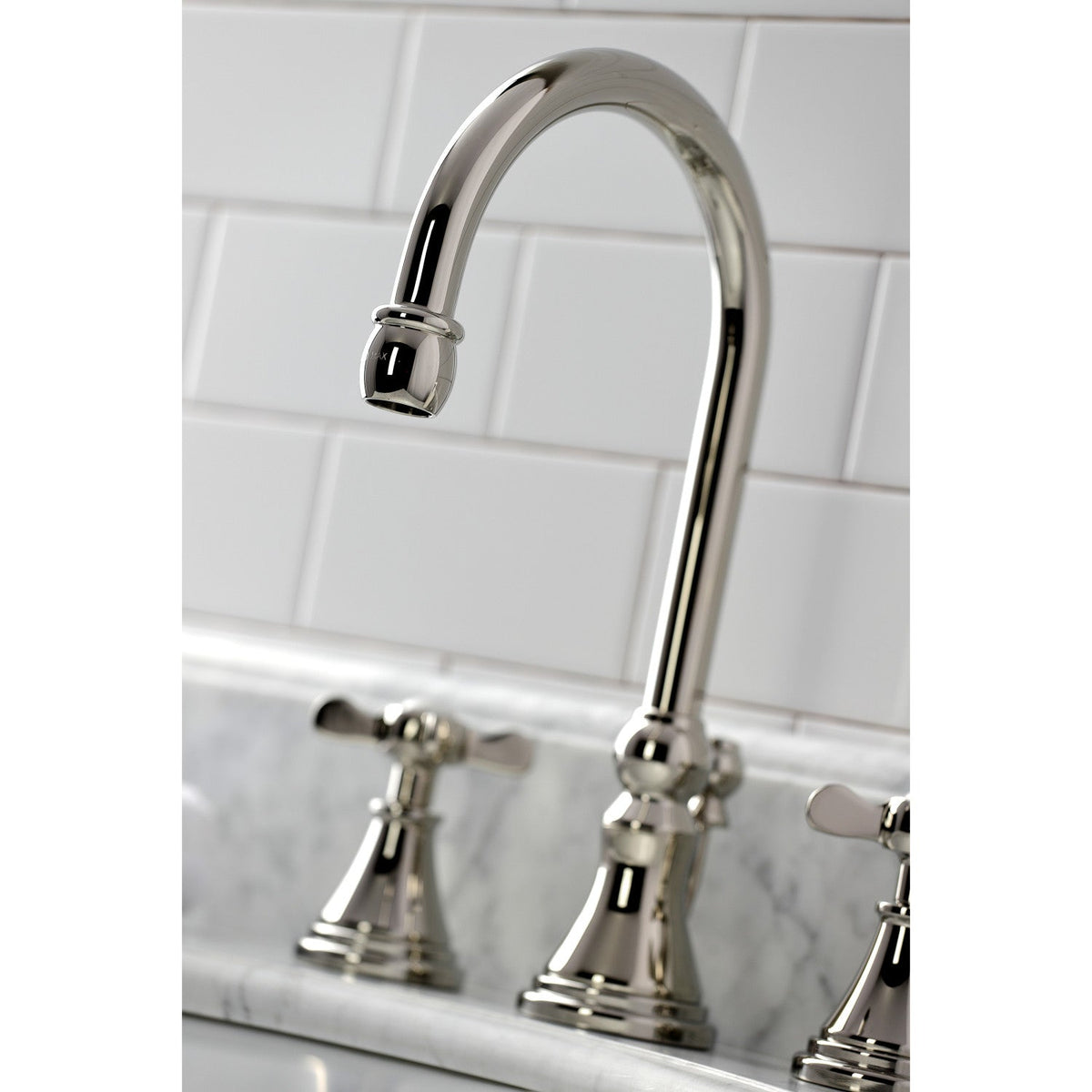 Essex Widespread Bathroom Faucet with Brass Pop-Up in Polished Nickel