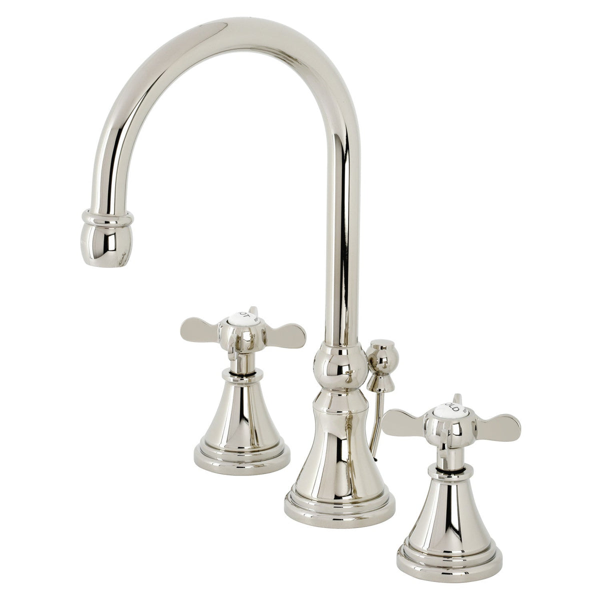 Essex Widespread Bathroom Faucet with Brass Pop-Up in Polished Nickel