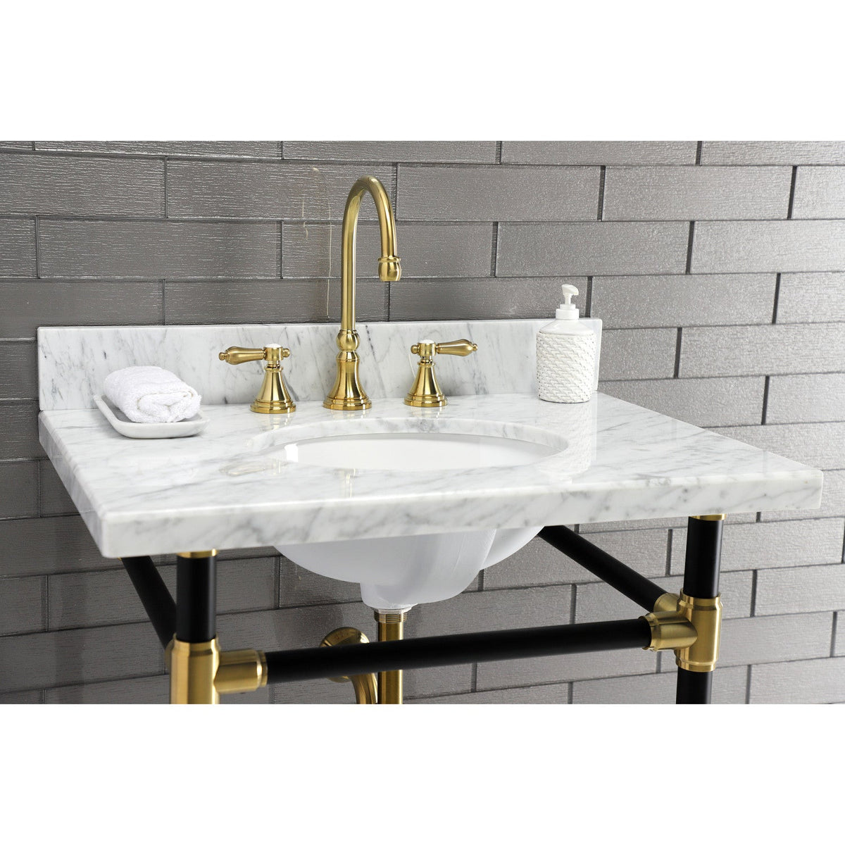 Heirloom Widespread Bathroom Faucet with Brass Pop-Up in Brushed Brass