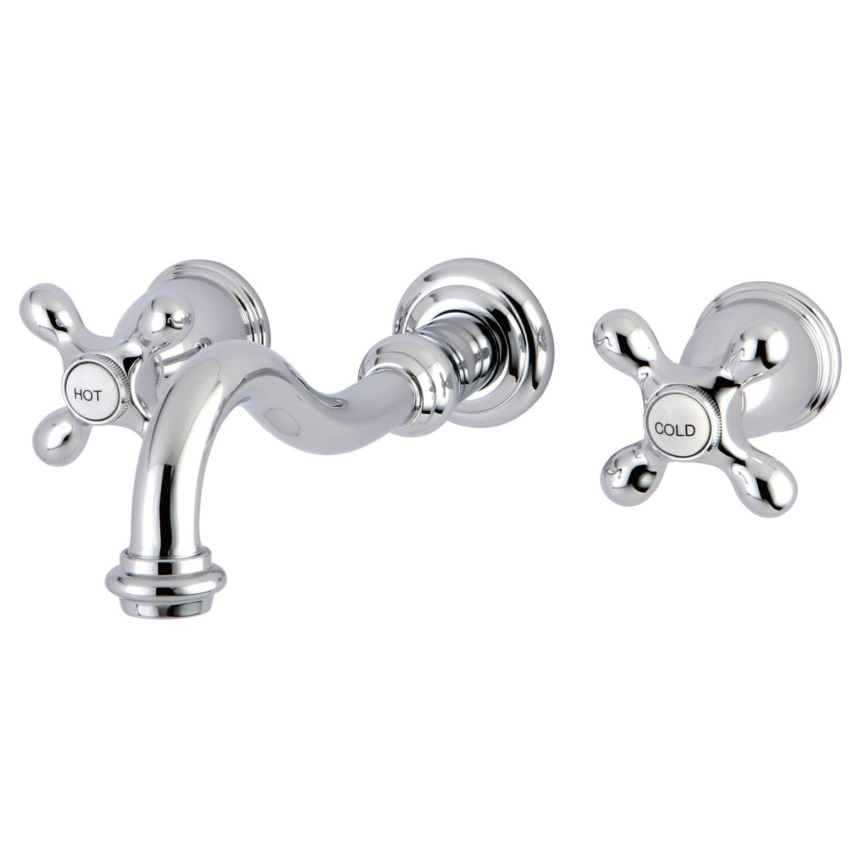 Restoration Two-Handle Wall Mount Roman Tub Faucet in Polished Chrome